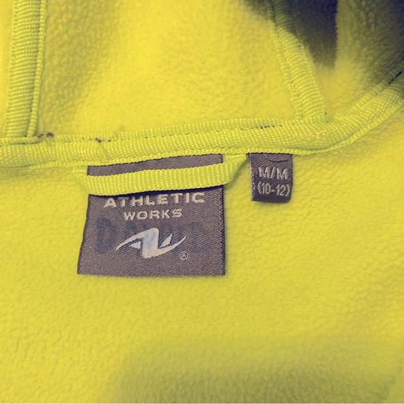 Athletic Works Hooded Jacket Fleece Lined Size M (10/12) Grey/Black/Neon Green - Picture 4 of 6